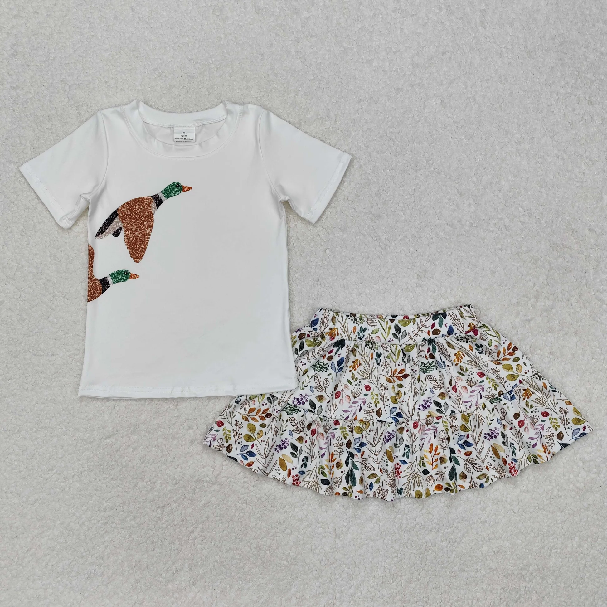 Duck Print Floral Skirt Set