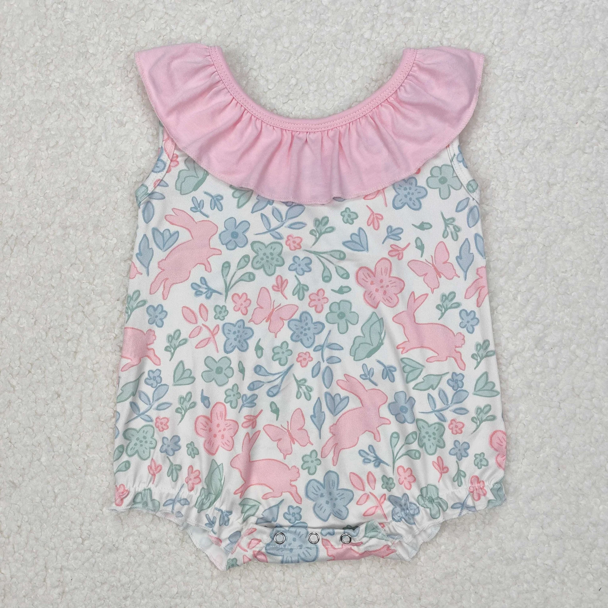 Floral Pink Bunny Romper