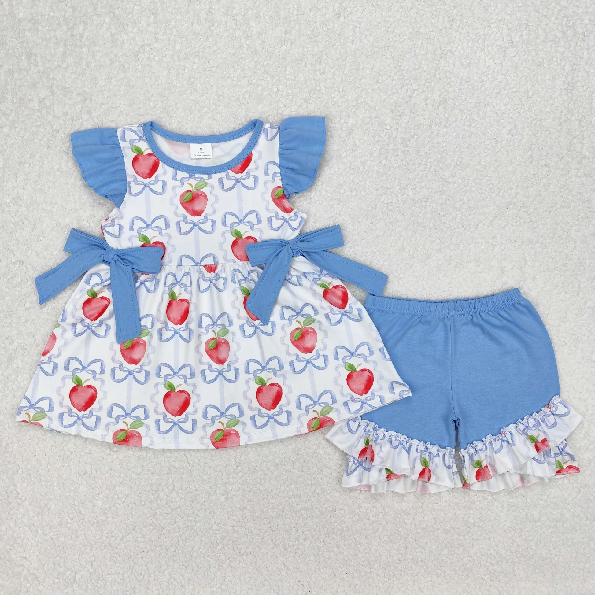 Apple Bow Ruffle Short Set