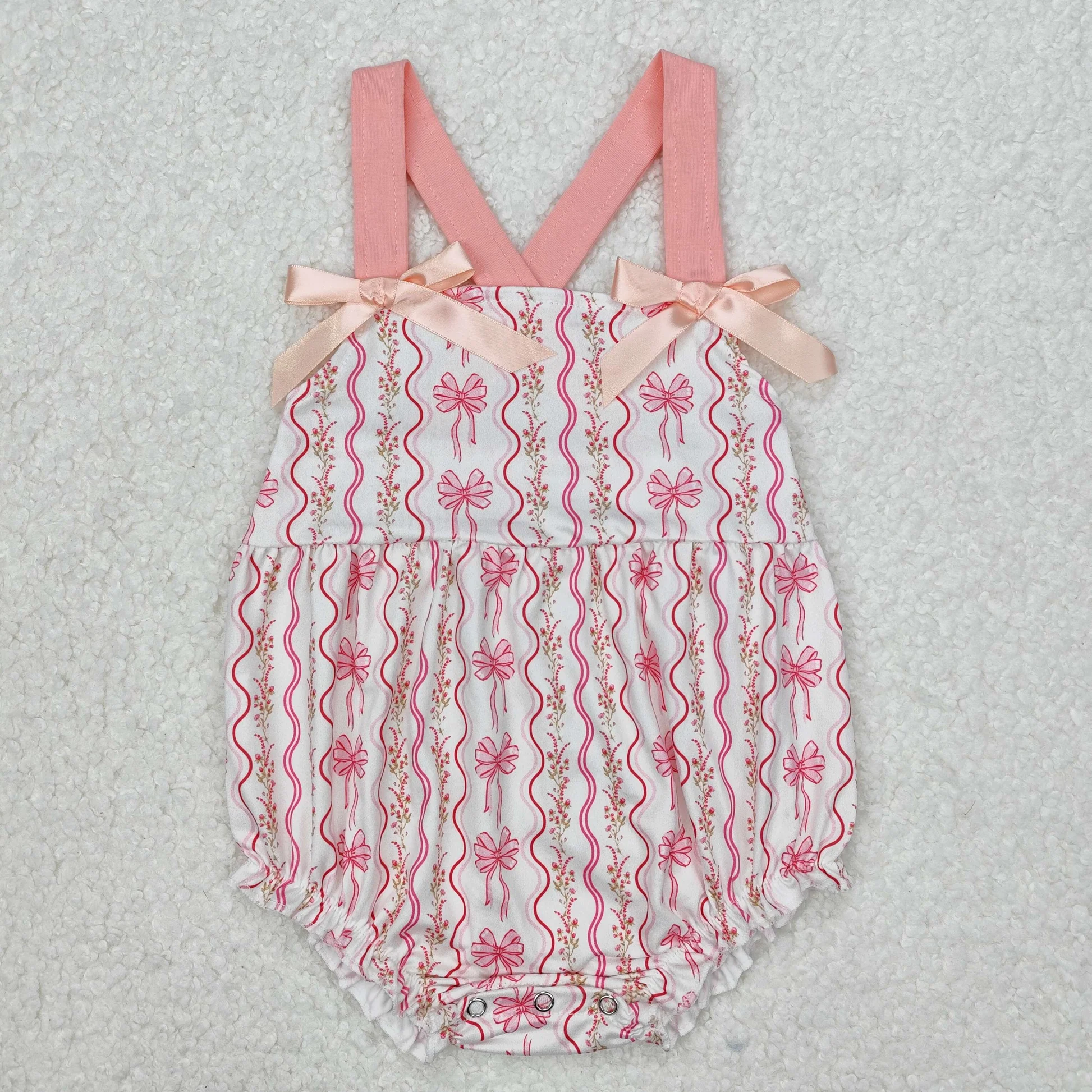 Pink Floral Bow Romper