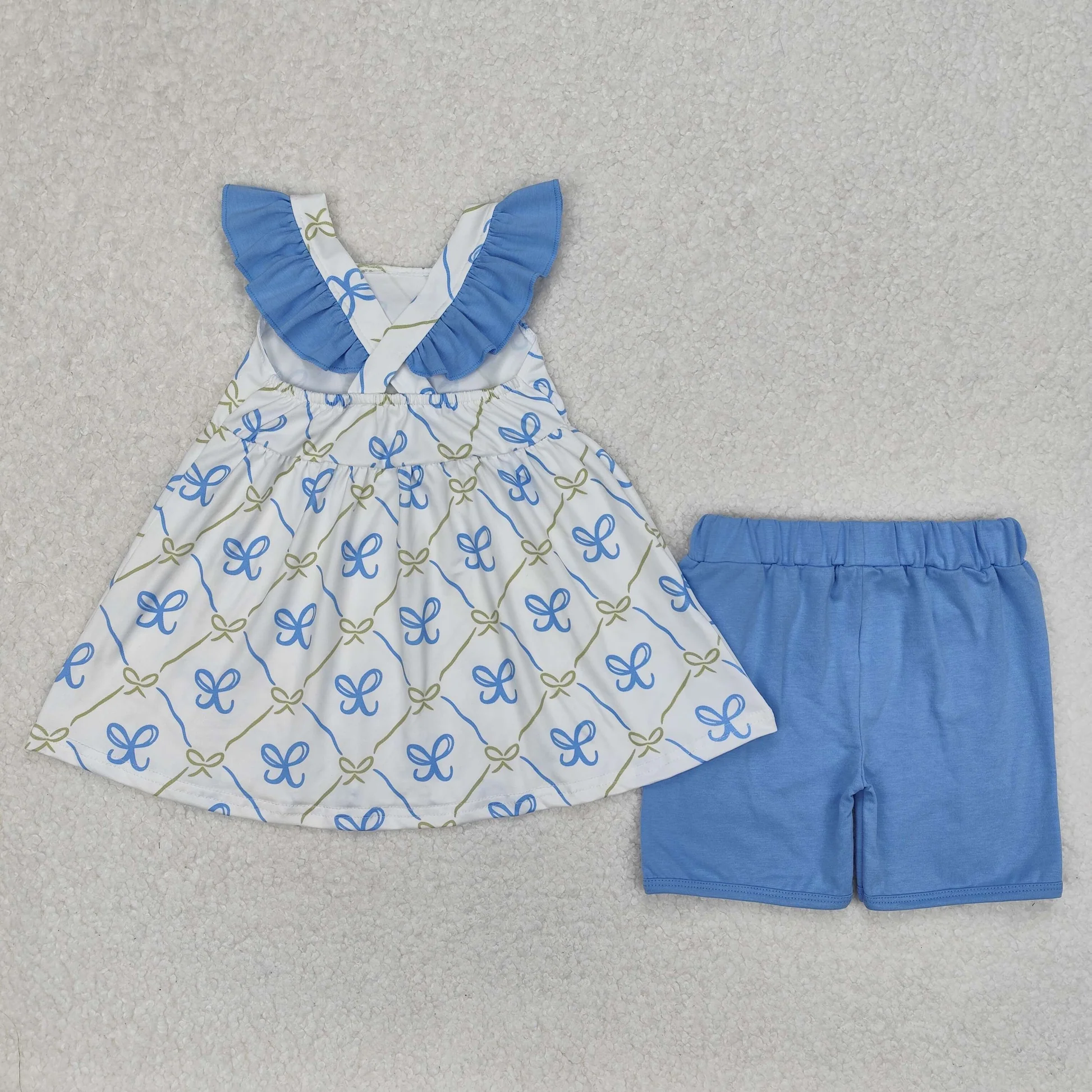 Blue Bow Short Set