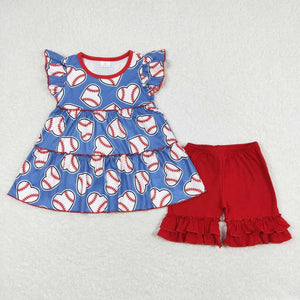 Baseball Ruffle Short Set