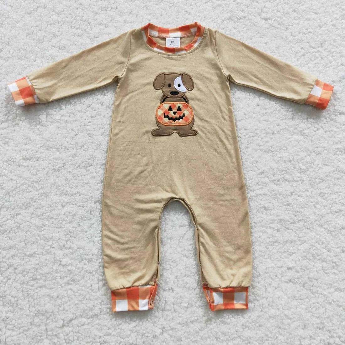 Dog Embroidery Pumpkin Romper