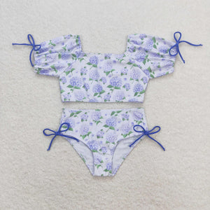 Lavender Floral Two Piece Swim Suit