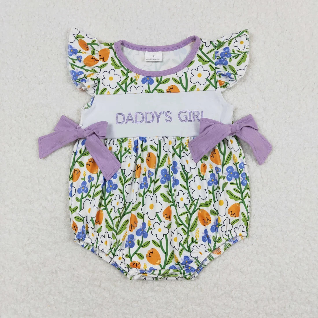 Daddy's Girl Floral Embroidery Bubble