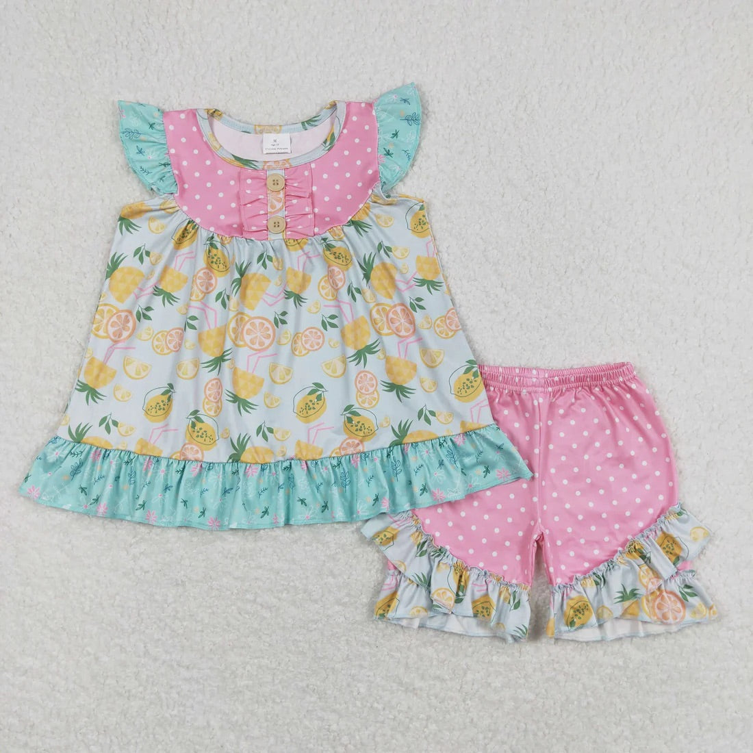 Lemonade Ruffle Shrot Set