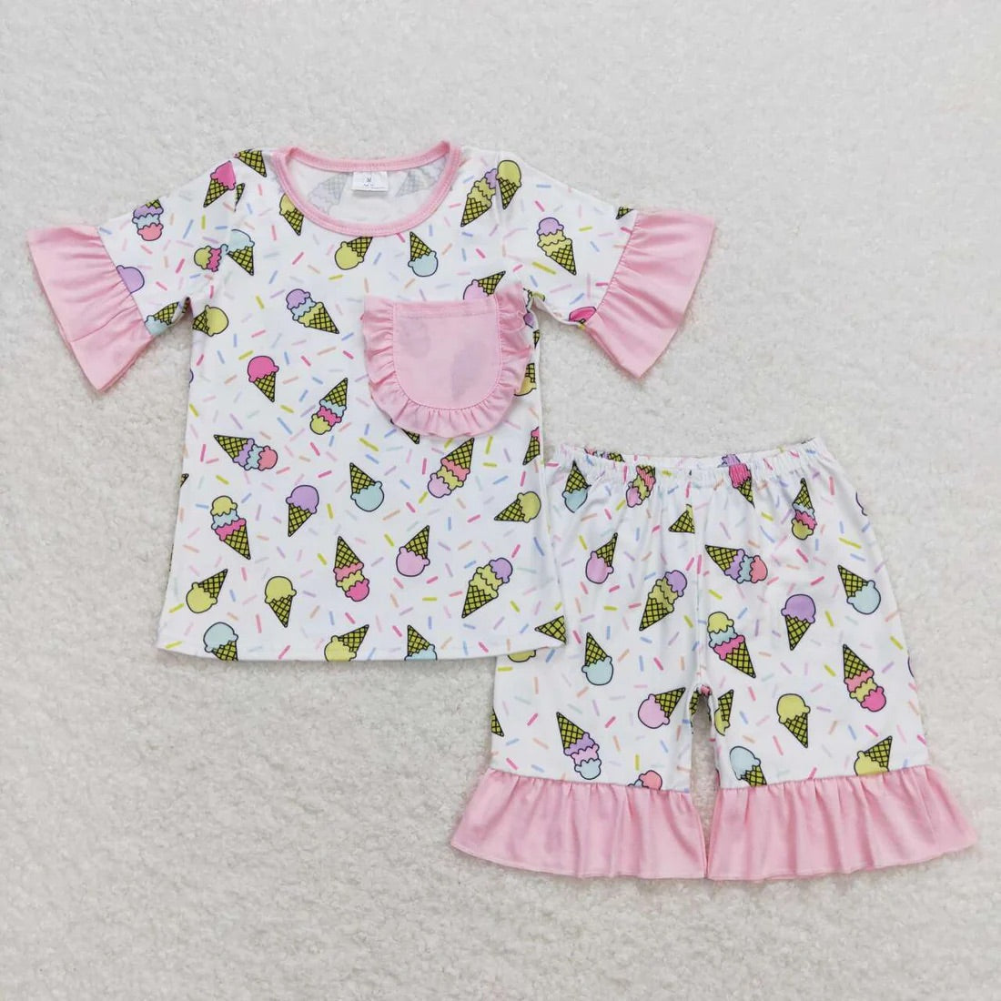 Ice Cream Ruffle PJ Short Set