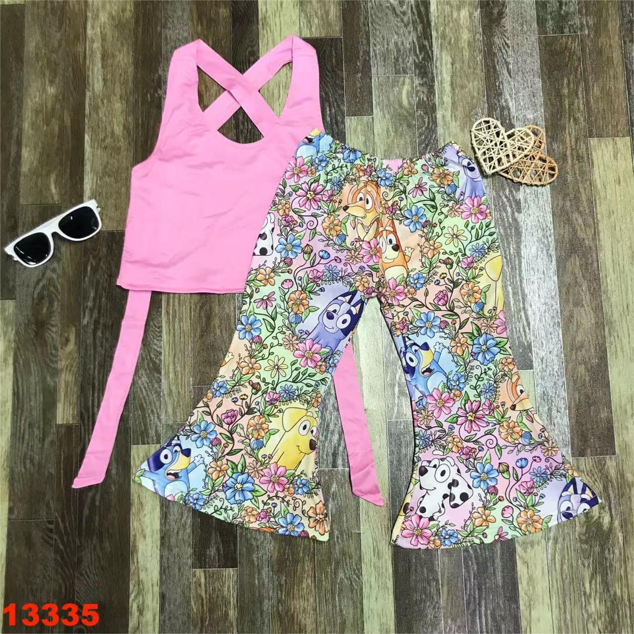 Pink Crop Top Retro Bluey Bell Set