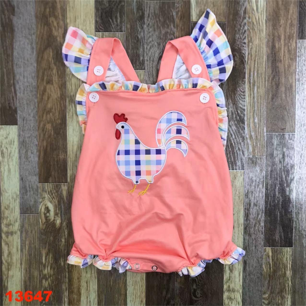 Plaid Chicken Romper