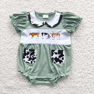 Cow Embroidery Romper