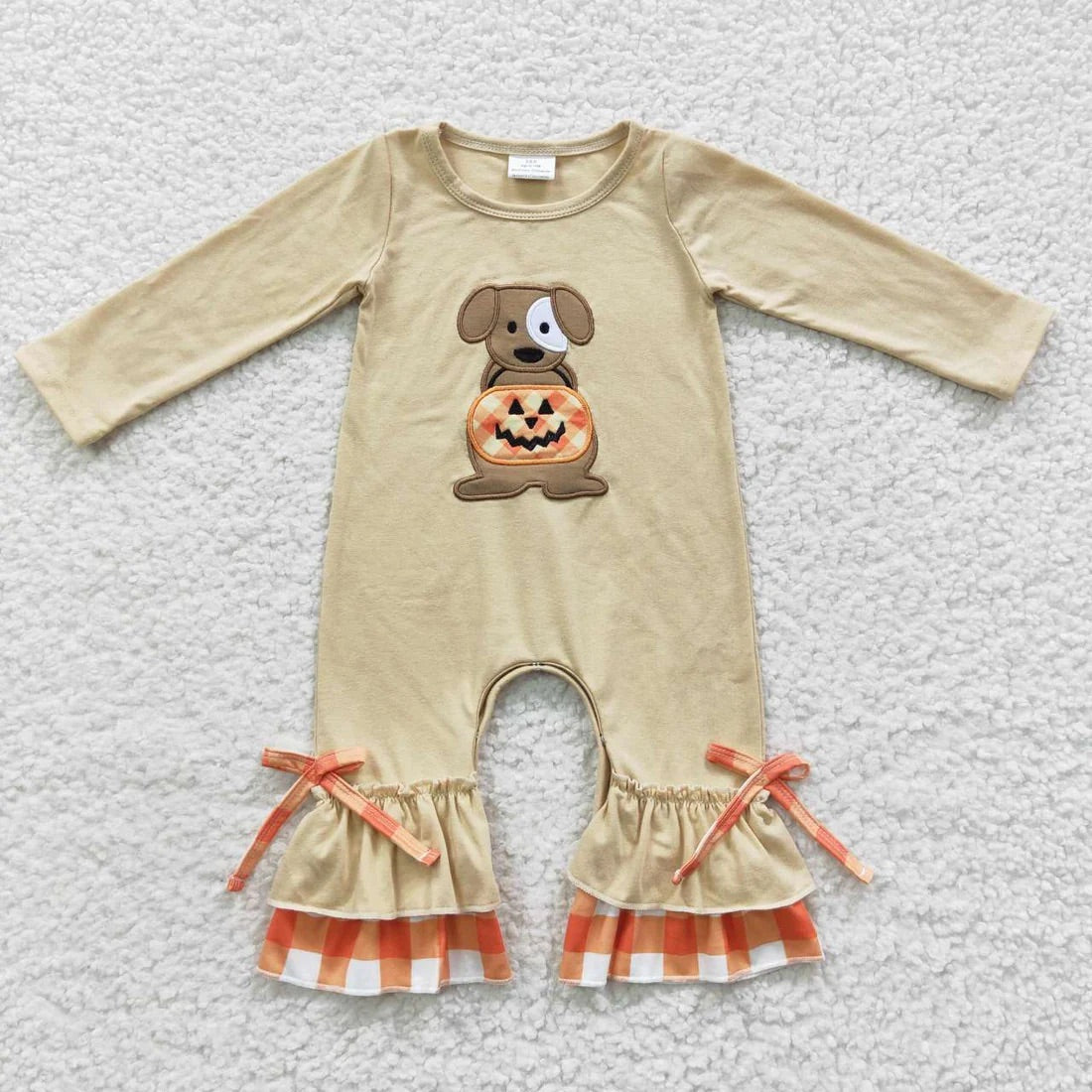 Dog Pumpkin Ruffle Romper