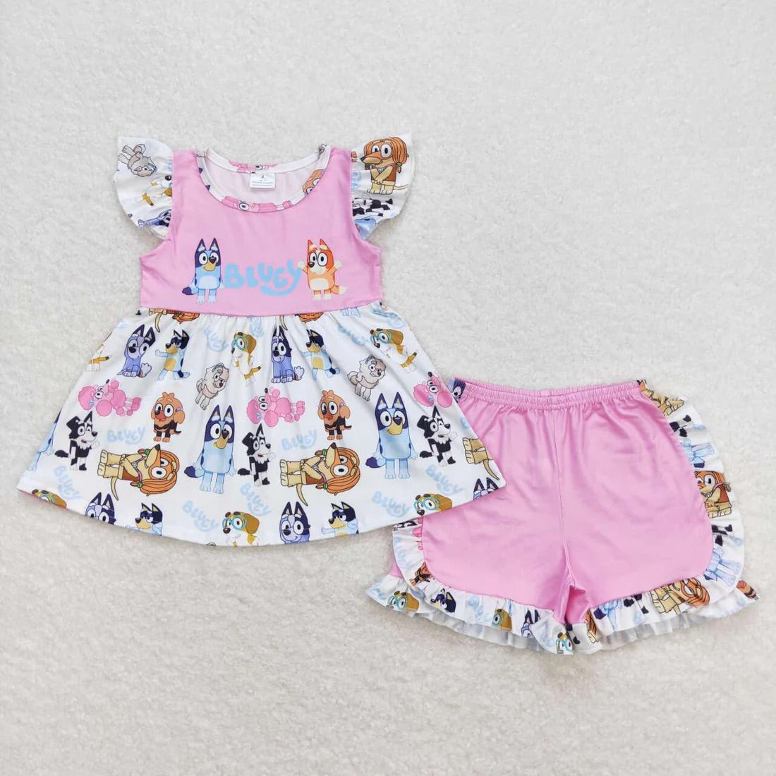 Bluey Pink Ruffle Short Set