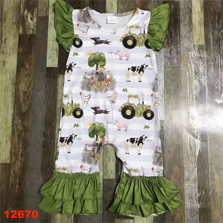 Tractor Ruffle Romper