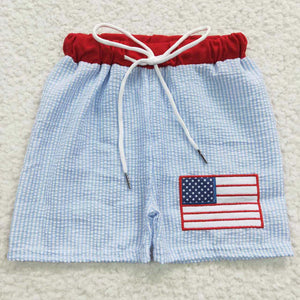 Seersucker American Flag Swim trunks