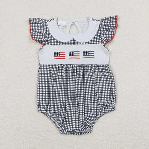 American Flag Embroidery Smocked Bubble