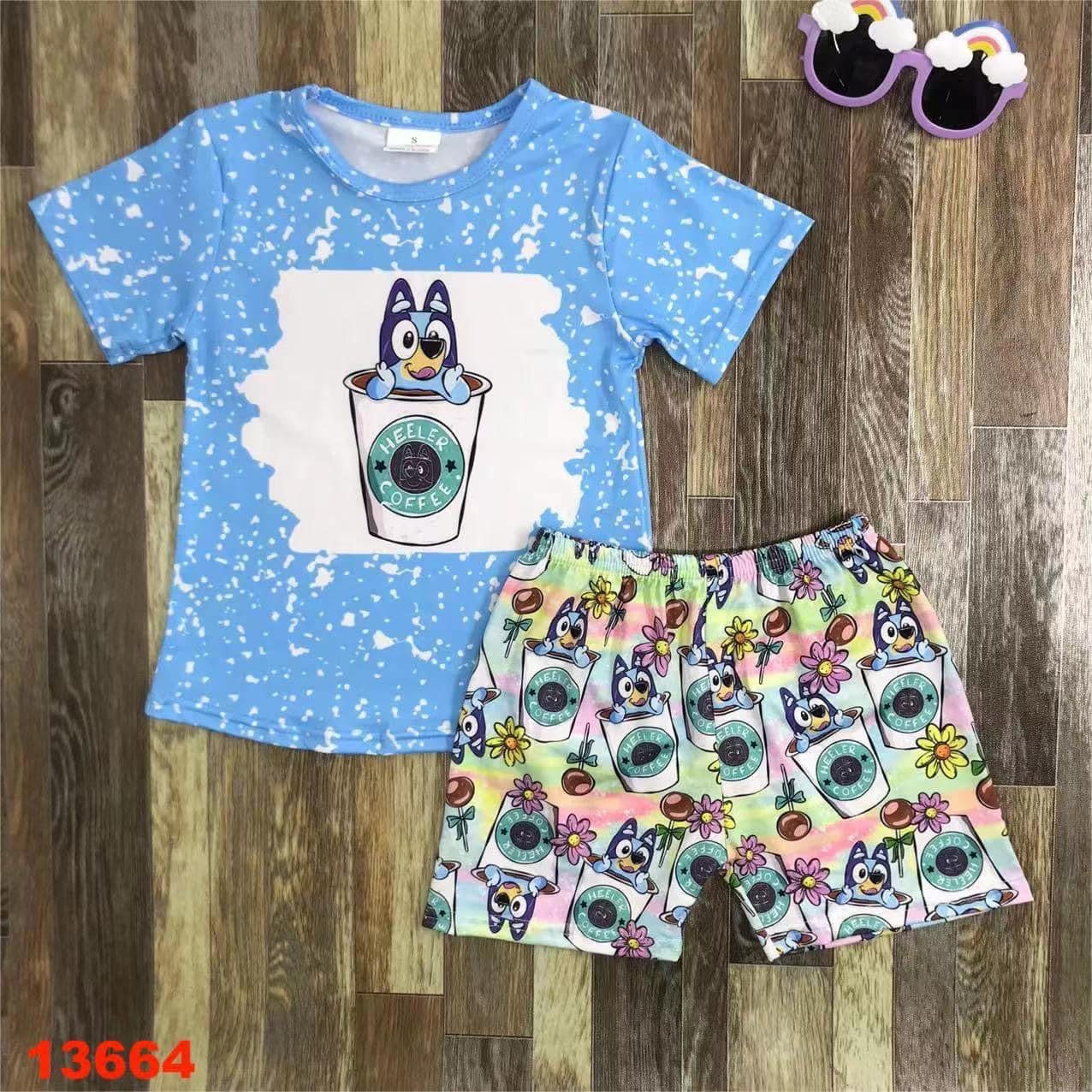 Blue Heeler Coffee Boy Short Set