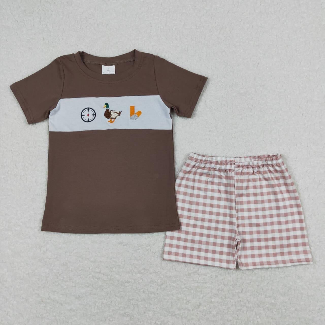 Duck Hunting Embroidery Boy Short Set