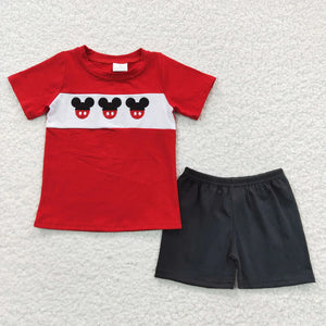 Mickey Embroidery Short Set