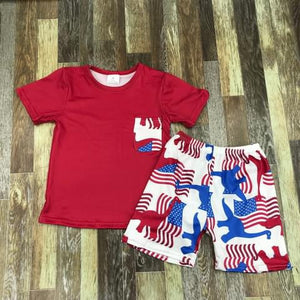 Dinosaur American Flag Short Set