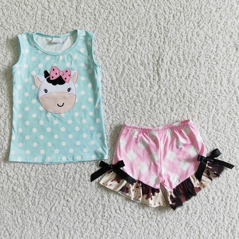 Spring Cow Short Set