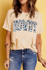 Load image into Gallery viewer, Round Neck Short Sleeve HOWDY Graphic Tee
