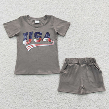 USA Grey Short Set