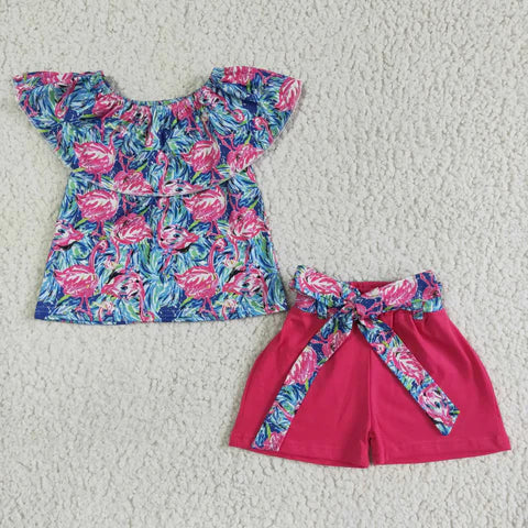 Flamingo Tie Short Set