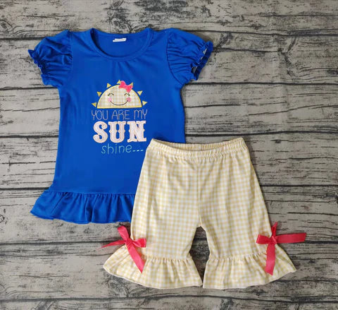 You are my sunshine ruffle short set